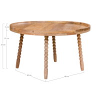 QUVIO Salontafel – Natuurlijk Mangohout – Ø60×35 cm
