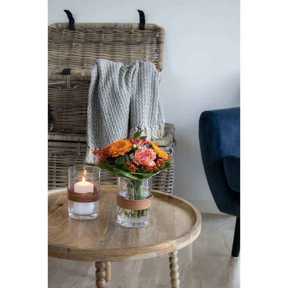 QUVIO Salontafel – Natuurlijk Mangohout – Ø60×35 cm