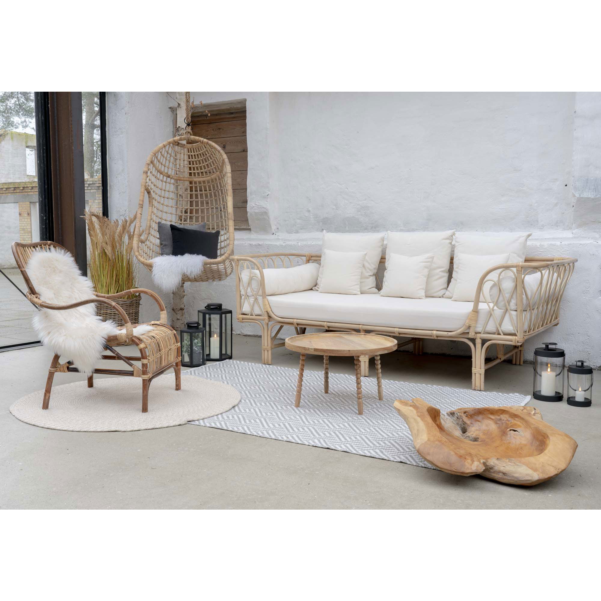 QUVIO Salontafel – Natuurlijk Mangohout – Ø60×35 cm