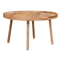 QUVIO Salontafel – Natuurlijk Mangohout – Ø60×35 cm