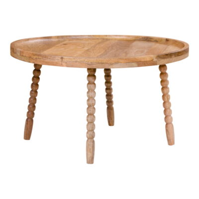 QUVIO Salontafel – Natuurlijk Mangohout – Ø60×35 cm