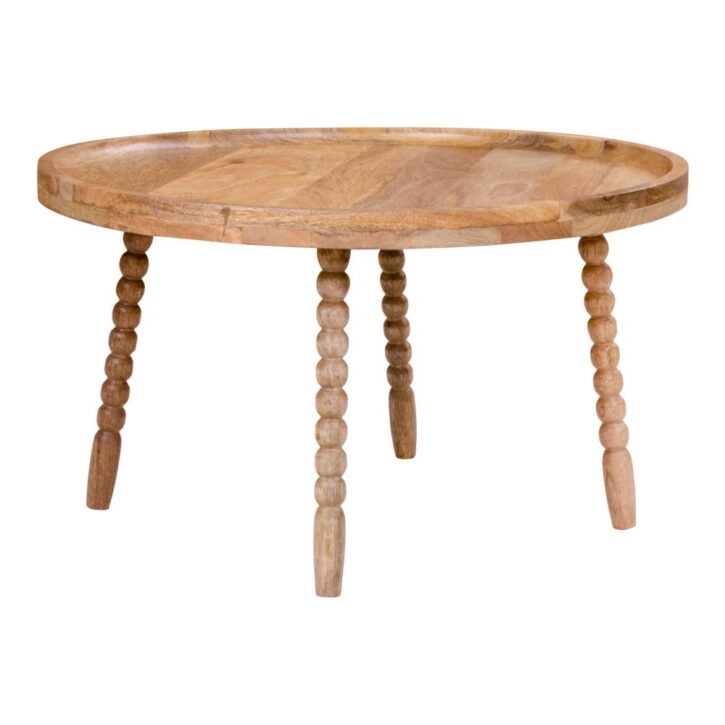 QUVIO Salontafel – Natuurlijk Mangohout – Ø60×35 cm