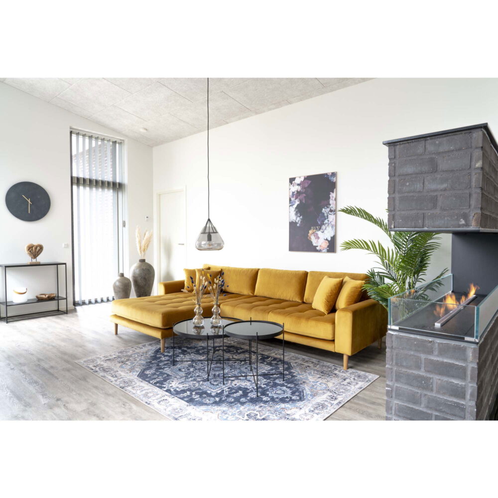 QUVIO Salontafel – Zwart Staal – Glas – Ø70 x h 40 cm