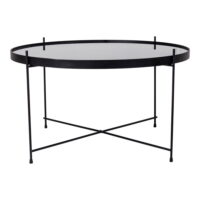 QUVIO Salontafel – Zwart Staal – Glas – Ø70 x h 40 cm