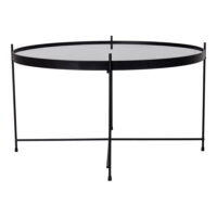 QUVIO Salontafel – Zwart Staal – Glas – Ø70 x h 40 cm
