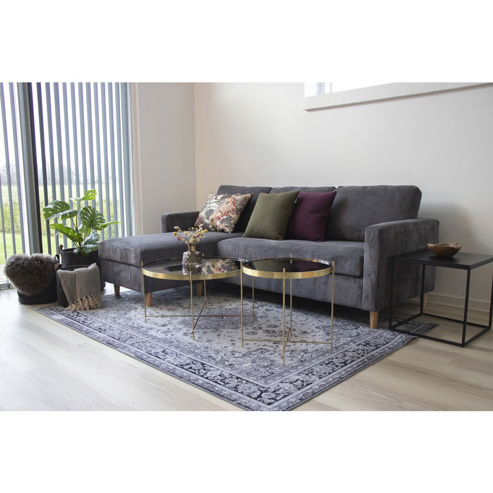 QUVIO Salontafel – Messingkleurig Staal en Glas – Ø70 x h40 cm