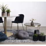 QUVIO Salontafel – Messingkleurig Staal en Glas – Ø70 x h40 cm