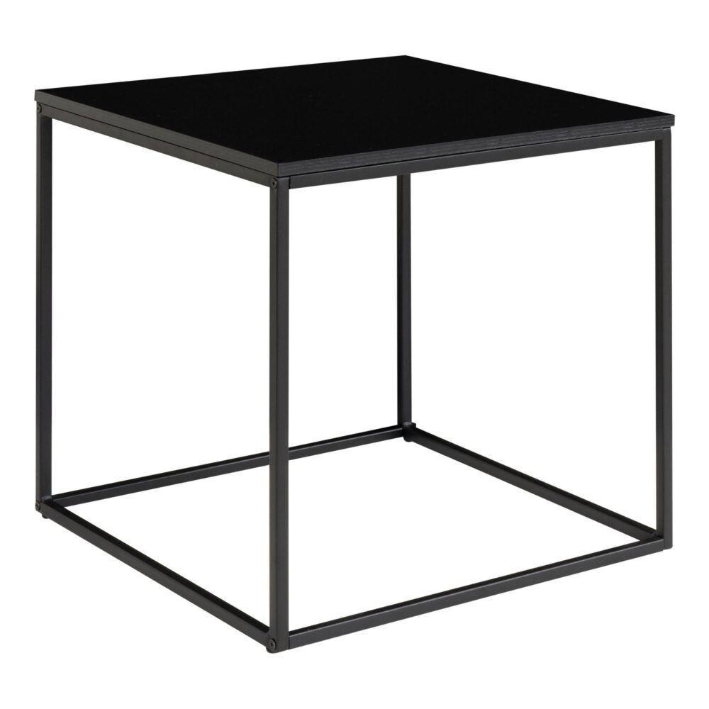 QUVIO Bijzettafel Gothenburg – Zwart – 45x45x45 cm – Staal en Spaanplaat