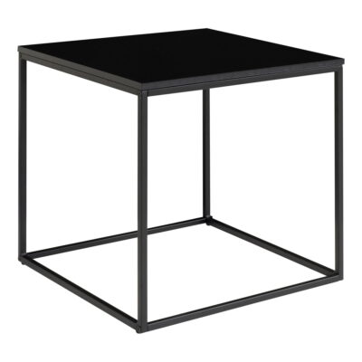 QUVIO Bijzettafel Gothenburg – Zwart – 45x45x45 cm – Staal en Spaanplaat