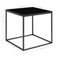 QUVIO Bijzettafel Gothenburg – Zwart – 45x45x45 cm – Staal en Spaanplaat