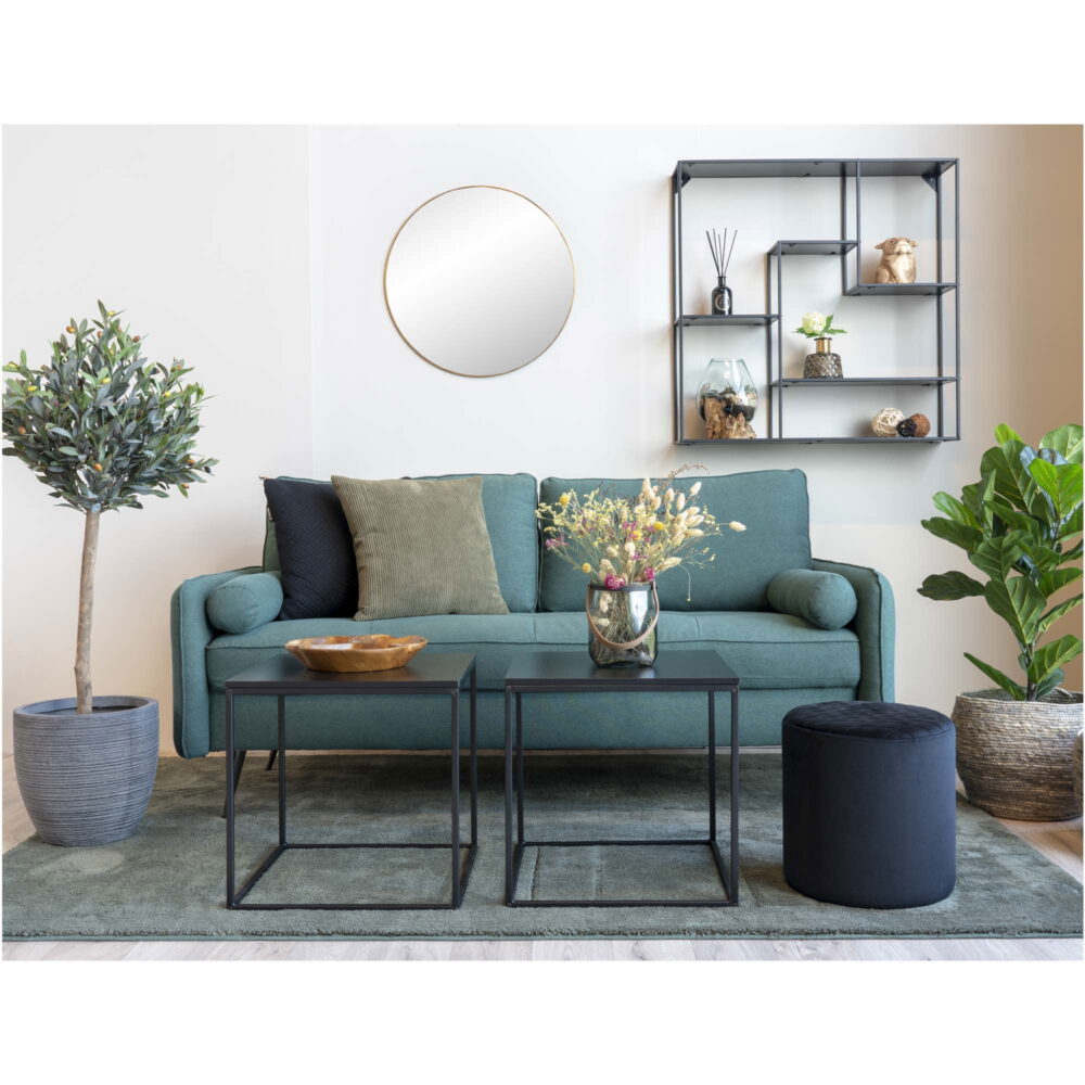 QUVIO Bijzettafel Gothenburg – Zwart – 45x45x45 cm – Staal en Spaanplaat