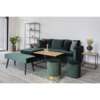 QUVIO Bijzettafel Gothenburg – Eikenhouten Look – Zwart Stalen Frame – 45x45x45 cm