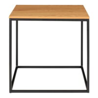 QUVIO Bijzettafel Gothenburg – Eikenhouten Look – Zwart Stalen Frame – 45x45x45 cm