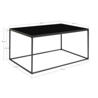 QUVIO Salontafel Gothenburg – Zwart – 60x90x45 cm – Staal en Spaanplaat