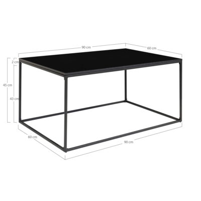 QUVIO Salontafel Gothenburg – Zwart – 60x90x45 cm – Staal en Spaanplaat