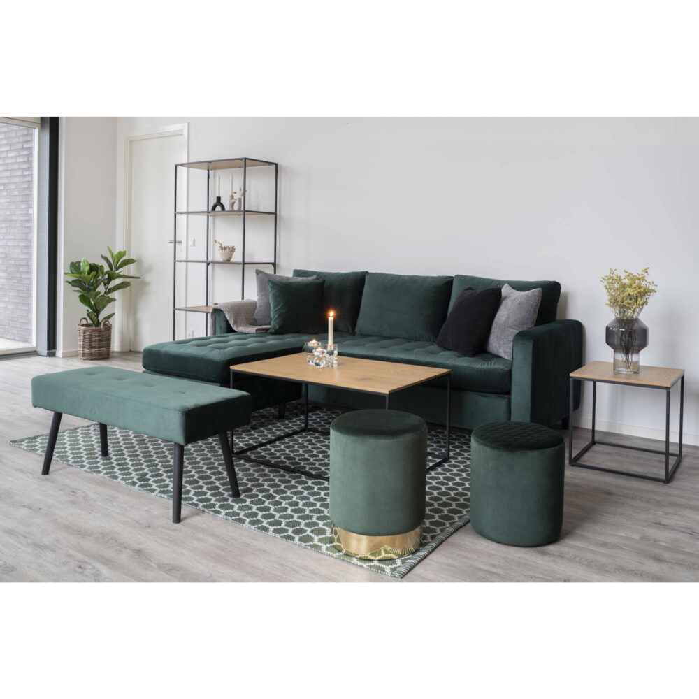 QUVIO Eikenlook salontafel – Staal – 60x90x45 cm – Eikenlook