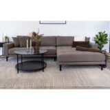 QUVIO Salontafel Gothenburg – Zwart – Ø80×45 cm – Staal en Spaanplaat