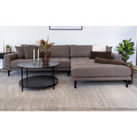 QUVIO Salontafel Gothenburg – Zwart – Ø80×45 cm – Staal en Spaanplaat