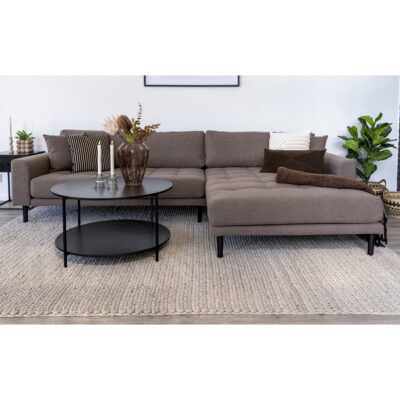 QUVIO Salontafel Gothenburg – Zwart – Ø80×45 cm – Staal en Spaanplaat