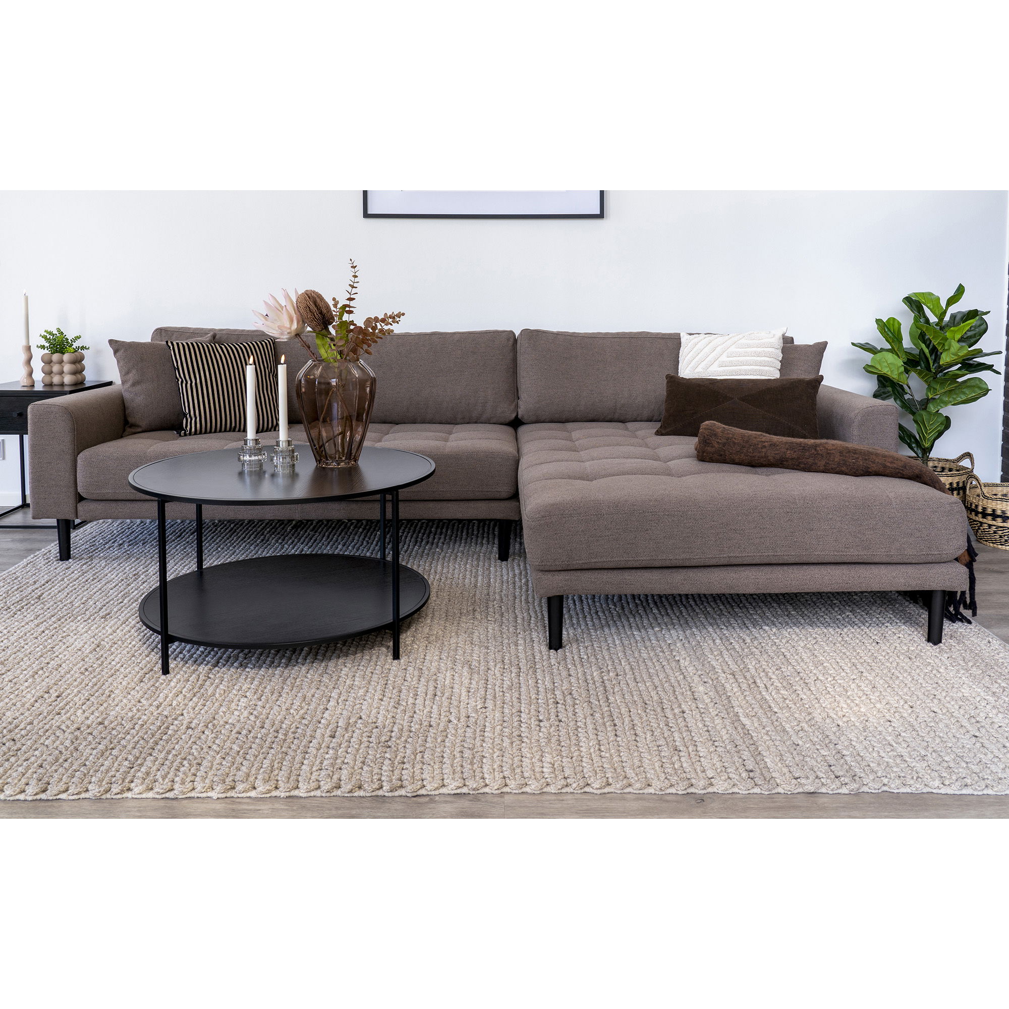 QUVIO Salontafel Gothenburg – Zwart – Ø80×45 cm – Staal en Spaanplaat