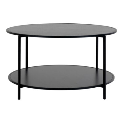 QUVIO Salontafel Gothenburg – Zwart – Ø80×45 cm – Staal en Spaanplaat