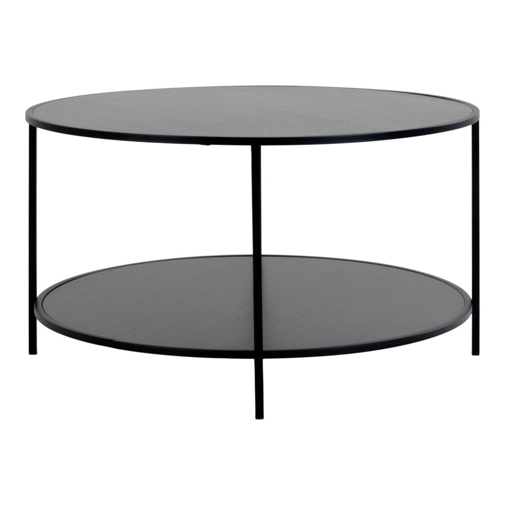 QUVIO Salontafel Gothenburg – Zwart – Ø80×45 cm – Staal en Spaanplaat