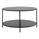 QUVIO Salontafel Gothenburg – Zwart – Ø80×45 cm – Staal en Spaanplaat