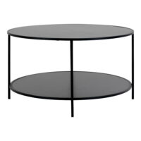 QUVIO Salontafel Gothenburg – Zwart – Ø80×45 cm – Staal en Spaanplaat