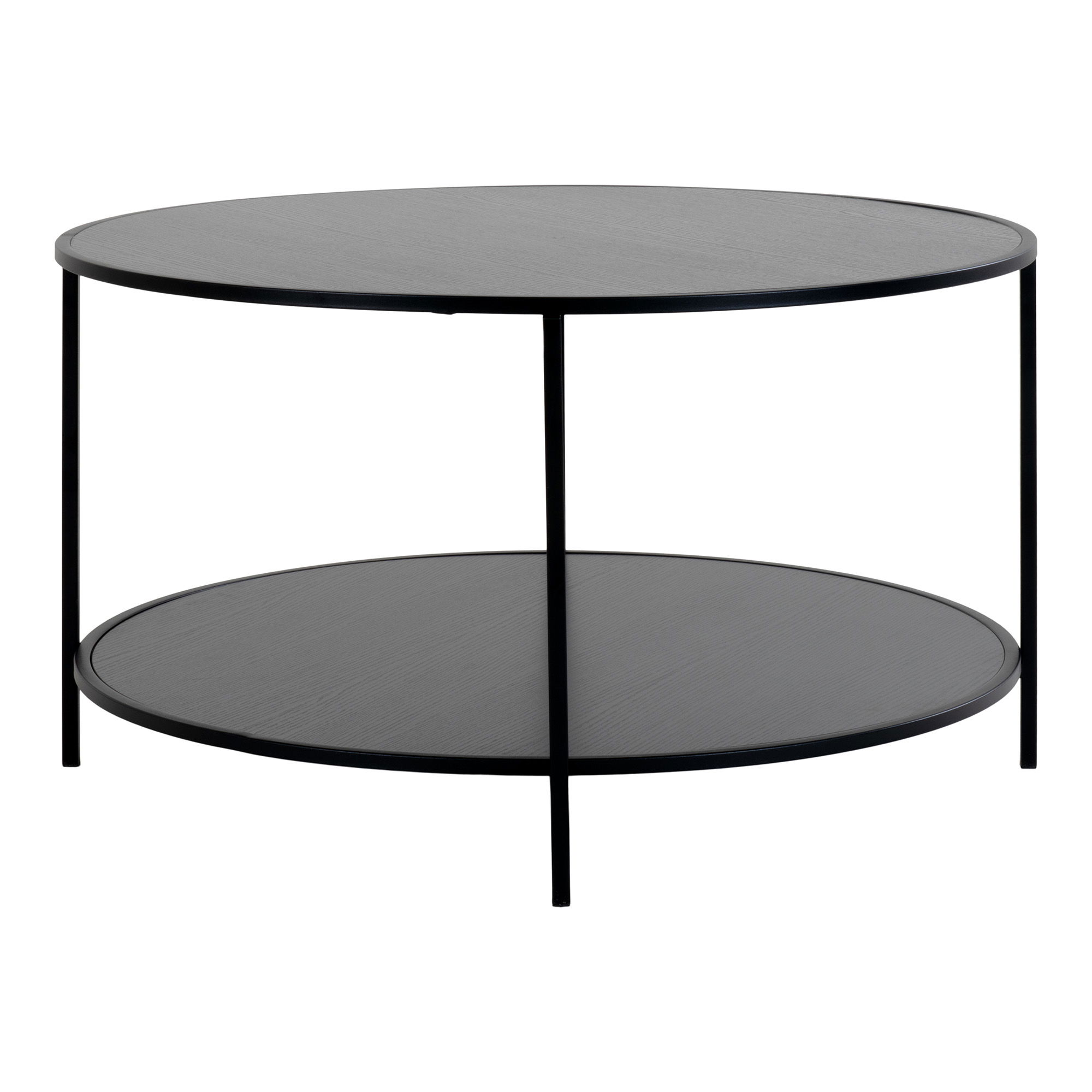 QUVIO Salontafel Gothenburg – Zwart – Ø80×45 cm – Staal en Spaanplaat