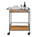 QUVIO Serveerwagen – Stijlvol en Duurzaam – Eikenhouten Look – Zwart Frame