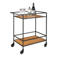QUVIO Serveerwagen – Stijlvol en Duurzaam – Eikenhouten Look – Zwart Frame