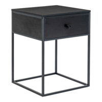 QUVIO Nachtkastje zwart – Zwart – Staal – 40x40x55 cm – 1 lade