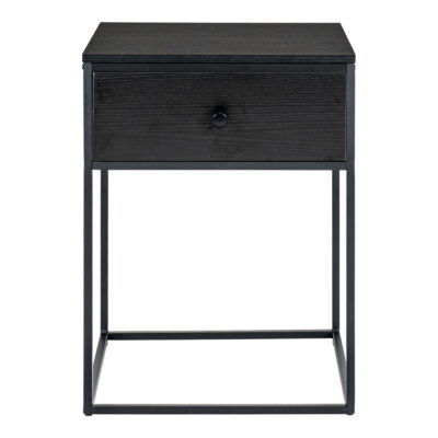 QUVIO Nachtkastje zwart – Zwart – Staal – 40x40x55 cm – 1 lade