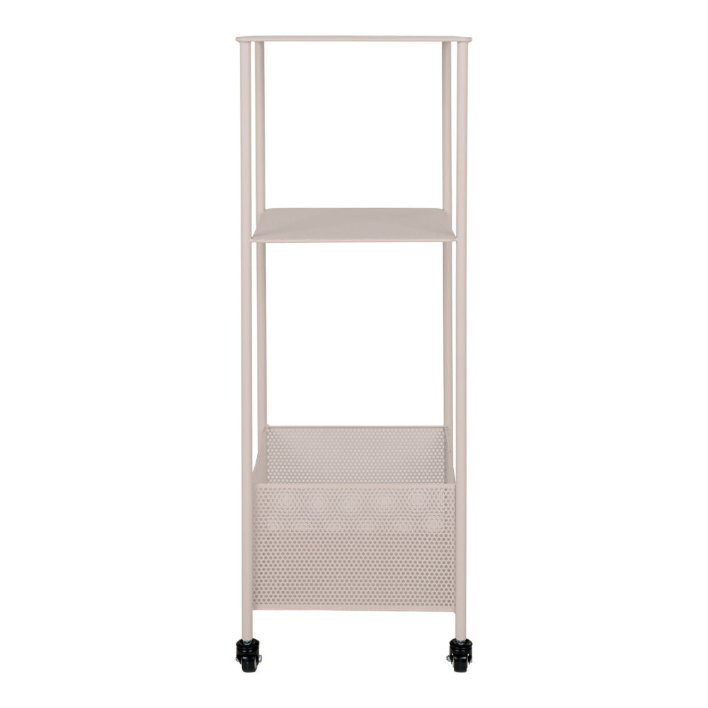 QUVIO Metalen Trolley – Drie planken – Zandkleurig – 35x35x106 cm