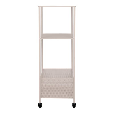 QUVIO Metalen Trolley – Drie planken – Zandkleurig – 35x35x106 cm