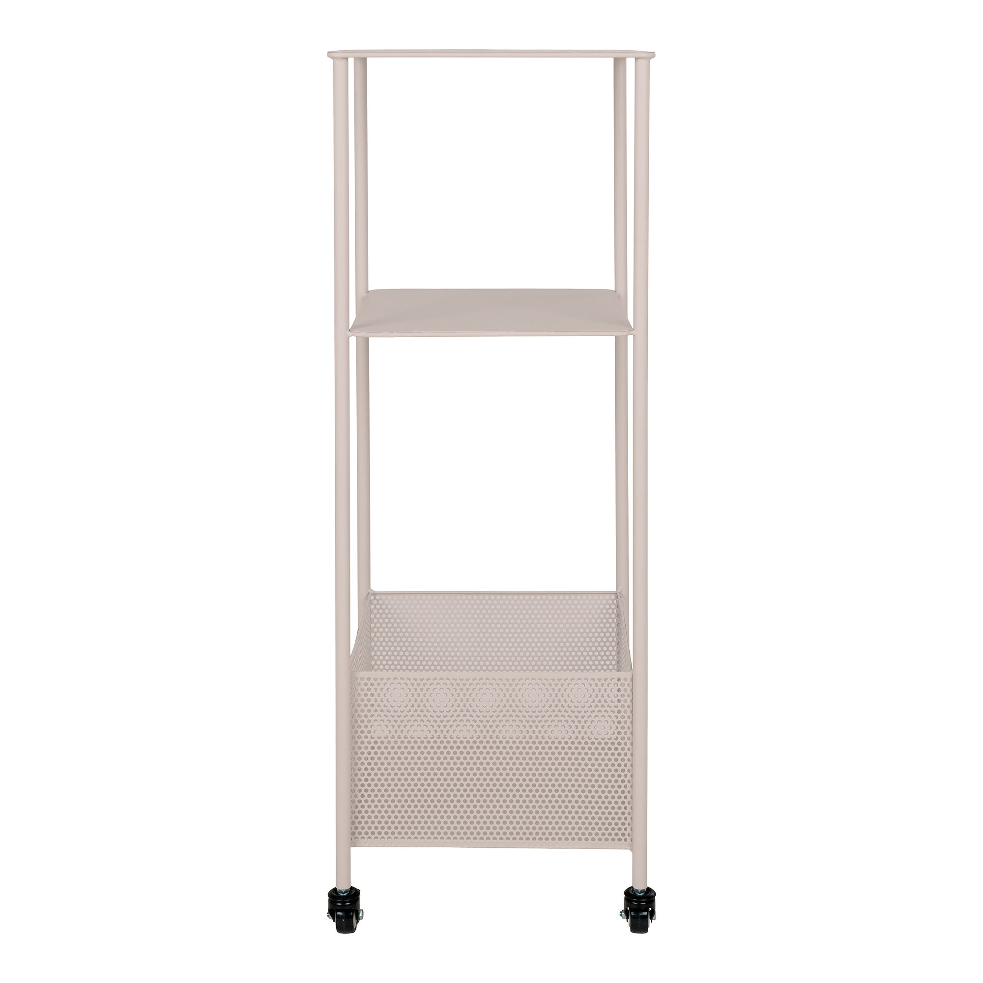 QUVIO Metalen Trolley – Drie planken – Zandkleurig – 35x35x106 cm