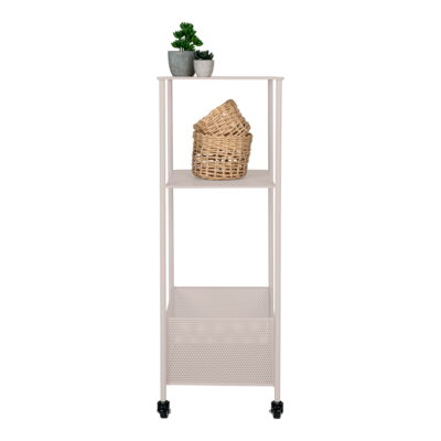 QUVIO Metalen Trolley – Drie planken – Zandkleurig – 35x35x106 cm