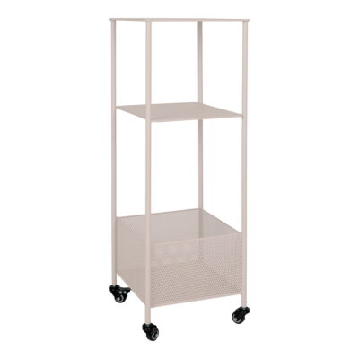 QUVIO Metalen Trolley – Drie planken – Zandkleurig – 35x35x106 cm