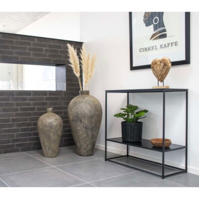 QUVIO Bijzettafel industrieel – 2 Planken  – 80x36x80 cm – Staal – Zwart