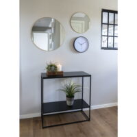 QUVIO Bijzettafel industrieel – 2 Planken  – 80x36x80 cm – Staal – Zwart