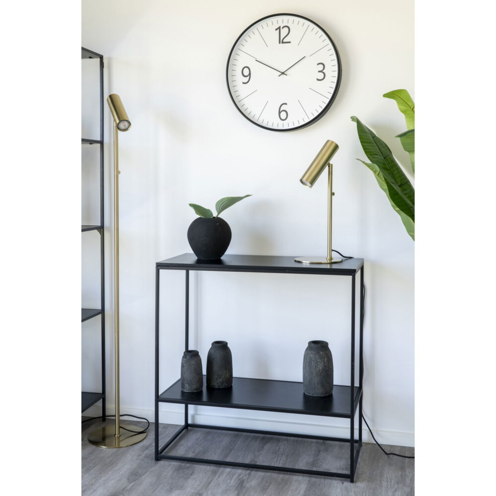 QUVIO Bijzettafel industrieel – 2 Planken  – 80x36x80 cm – Staal – Zwart