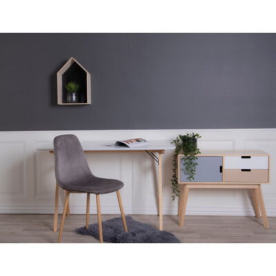 QUVIO Bureau Berlin – Wit en lichtbruin – 120x60x75 cm