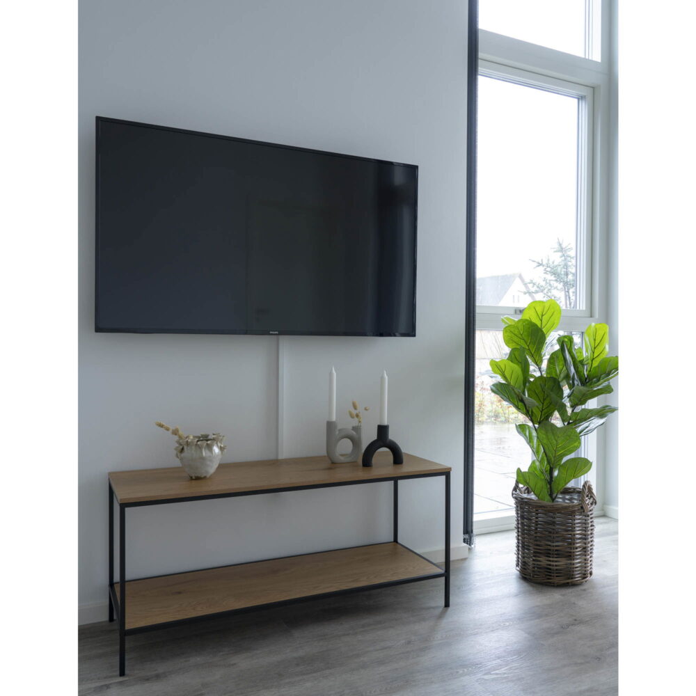 QUVIO TV-Meubel – Eiken look – Staal – 100x36x45 cm