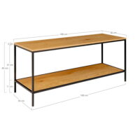 QUVIO TV-Meubel – Eiken look – Staal – 100x36x45 cm