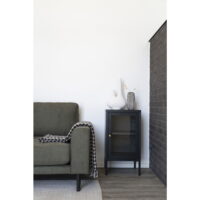 QUVIO Stijlvolle en functionele kast – Bijzetkast Praag – Zwart staal en glas