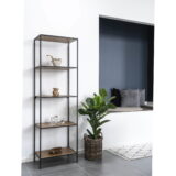 QUVIO Wandkast Gothenburg – Eikenhouten look – Zwart frame – 5 planken – 51x36x170 cm