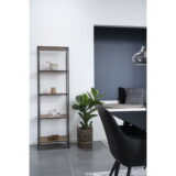 QUVIO Wandkast Gothenburg – Eikenhouten look – Zwart frame – 5 planken – 51x36x170 cm