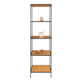 QUVIO Wandkast Gothenburg – Eikenhouten look – Zwart frame – 5 planken – 51x36x170 cm