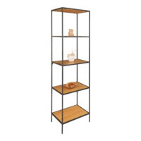 QUVIO Wandkast Gothenburg – Eikenhouten look – Zwart frame – 5 planken – 51x36x170 cm