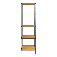 QUVIO Wandkast Gothenburg – Eikenhouten look – Zwart frame – 5 planken – 51x36x170 cm